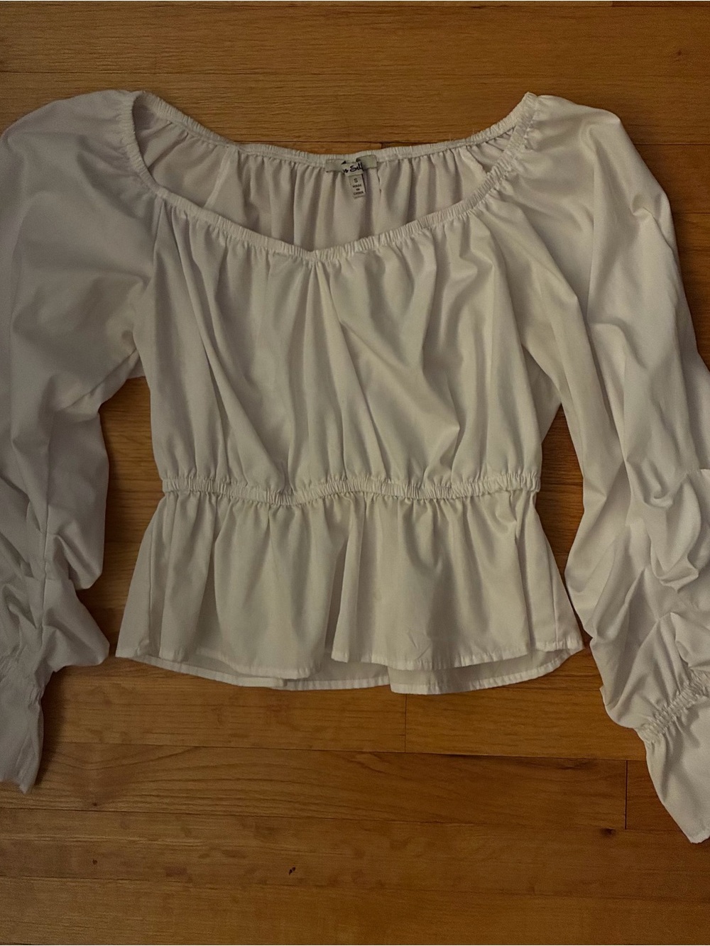 White Peplum Long-Sleeve Top peasant top.